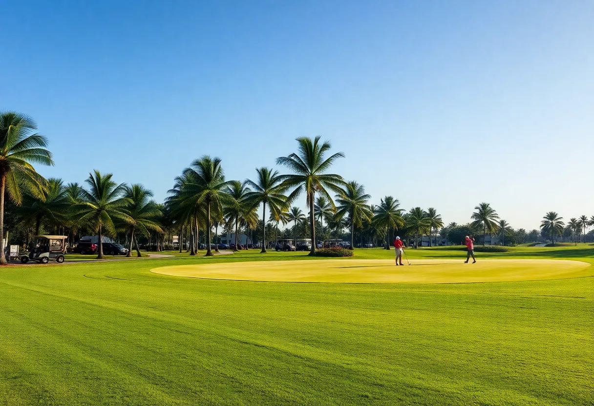 Lush green golf course in Palm Beaches, Florida.