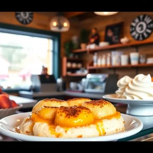 Display of delicious desserts at Peach Cobbler Factory