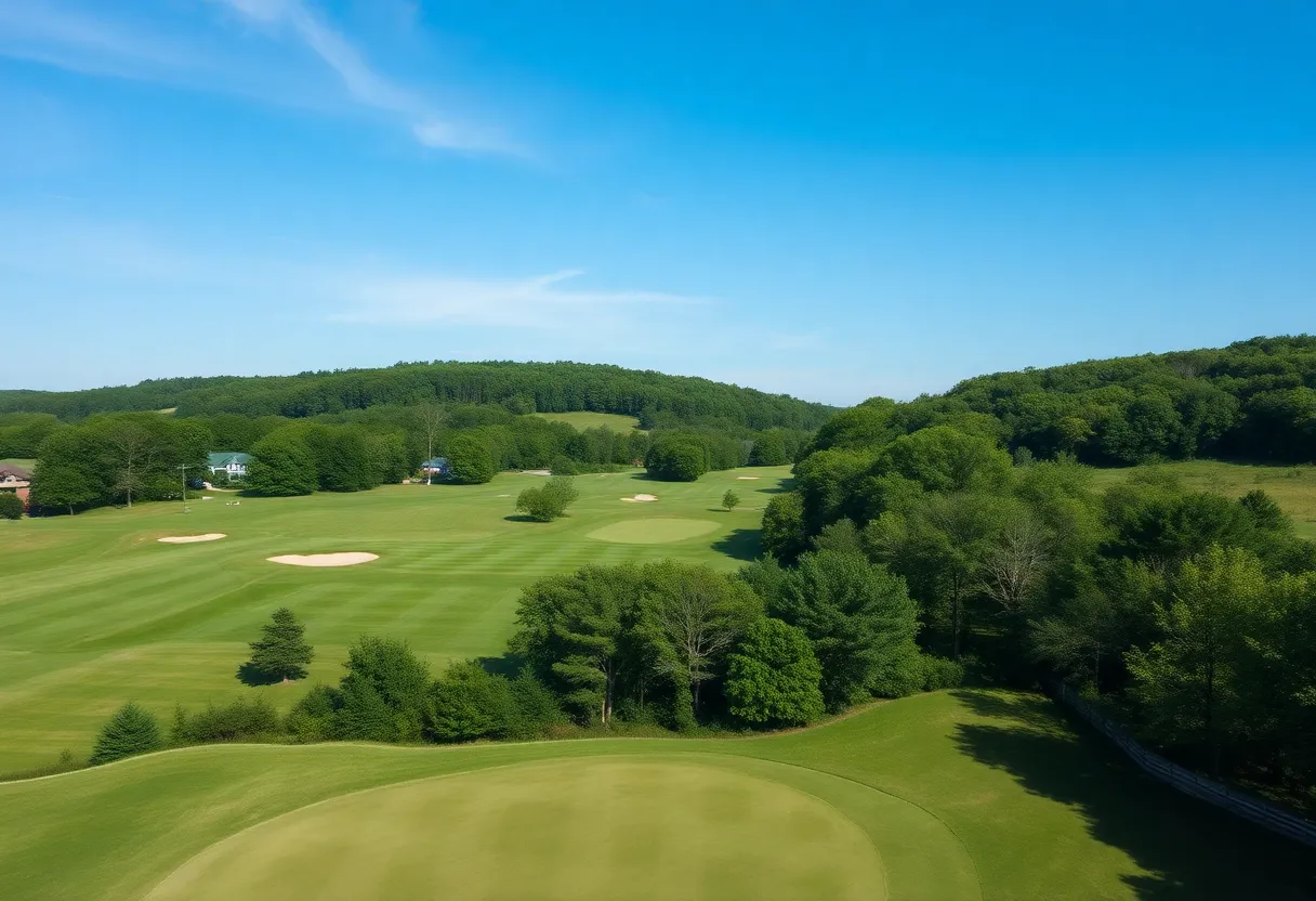 Lush greenery and hills at Pennyrile Forest Golf Course