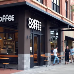 Front view of Starbucks coffee shop in downtown Jacksonville