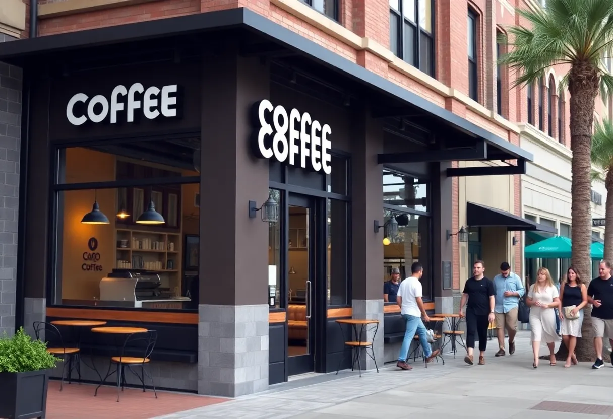 Front view of Starbucks coffee shop in downtown Jacksonville