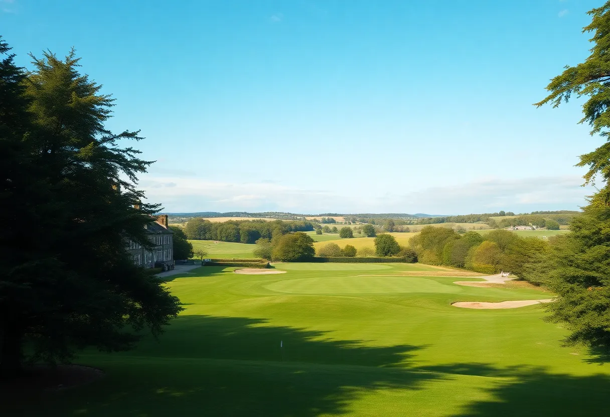 Scenic view of a golf course in Great Britain