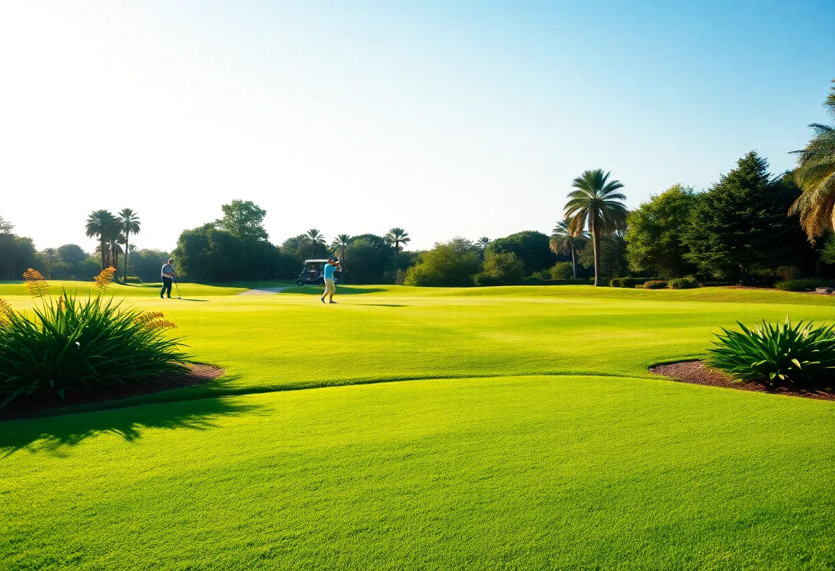 TruGreen branding at a PGA Tour event with golf fans enjoying the sunny day.