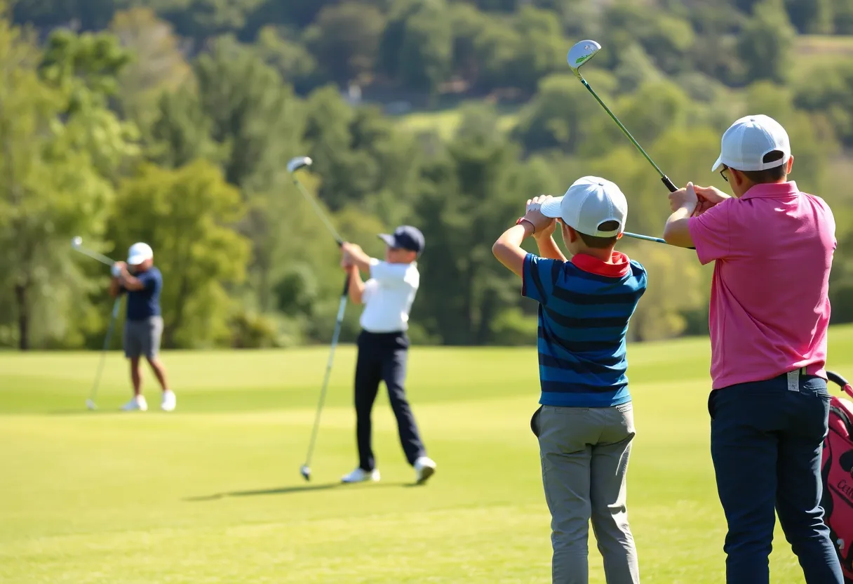 Young golfers participating in the UNDERRATED Golf Tour in a picturesque golf course