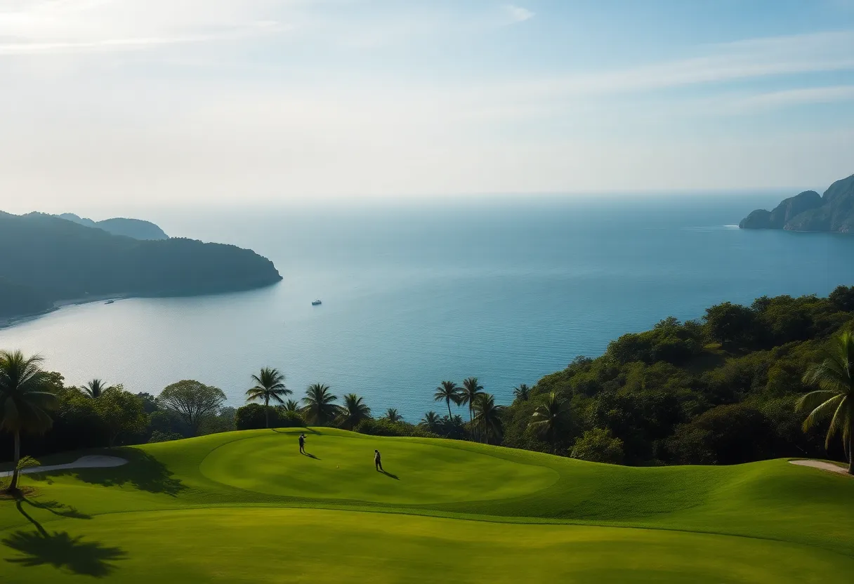 Beautiful golf course in Vietnam with coastal views