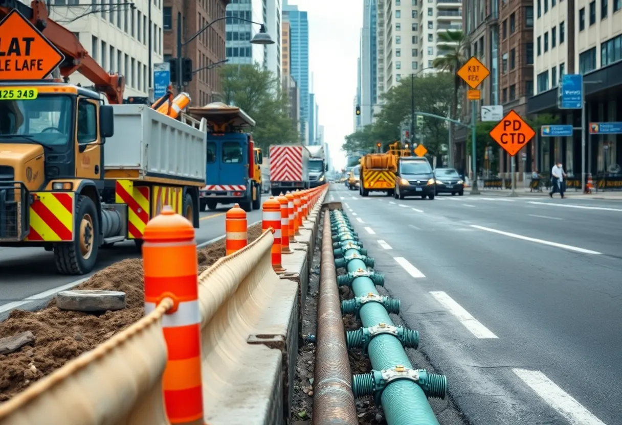 Construction workers replacing a water main on San Jose Boulevard in Jacksonville.
