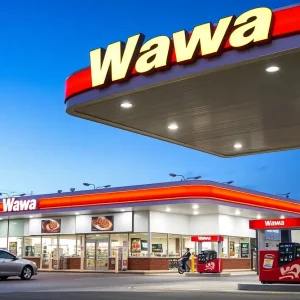 Wawa gas station and convenience store at Commonwealth Avenue, Jacksonville.