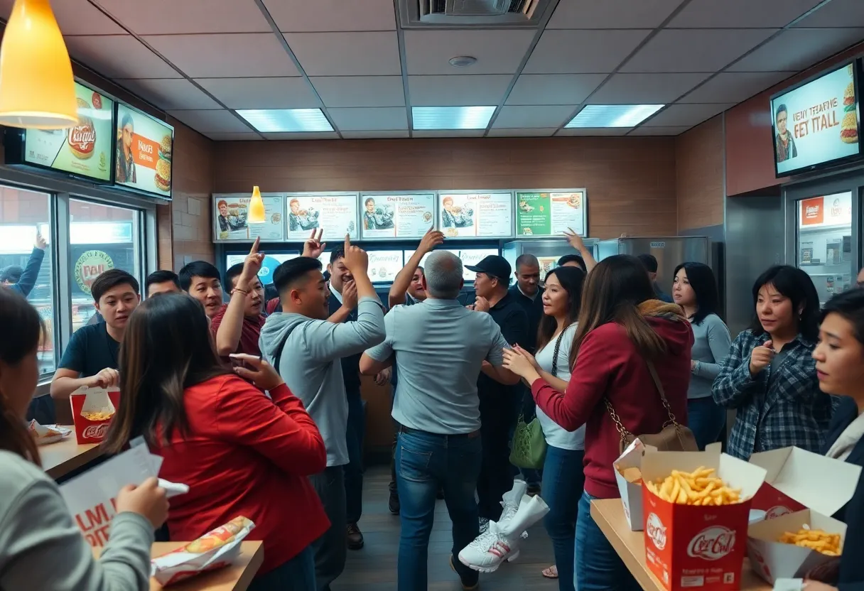 Chaos at Wingstop restaurant during a heated incident