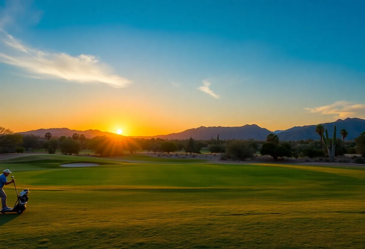 Golfers playing on a sunny winter day in Phoenix
