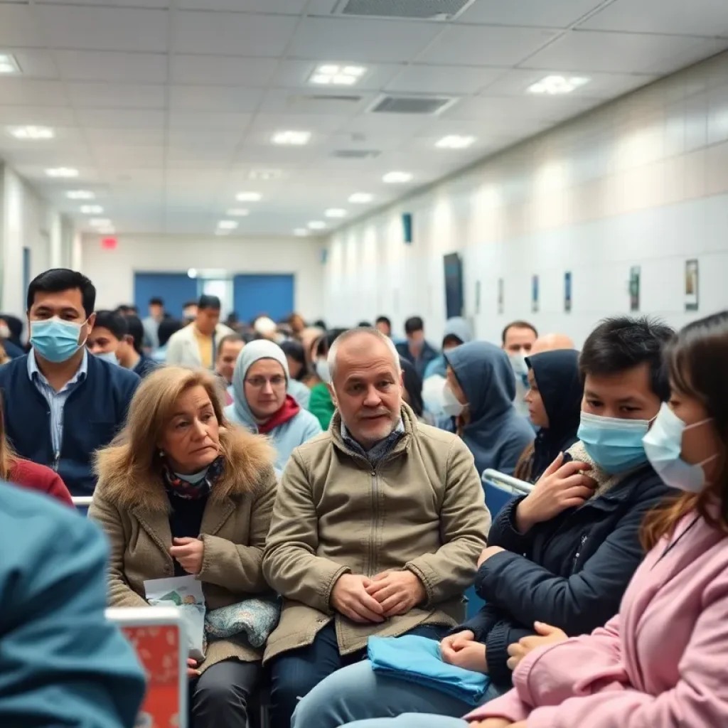 Hospital waiting room during winter illnesses surge