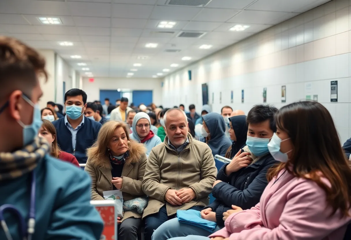 Hospital waiting room during winter illnesses surge
