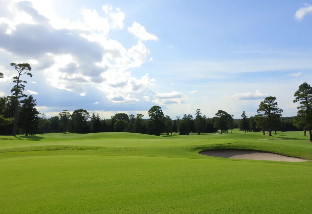 Close up of a beautiful golf course with vibrant grass