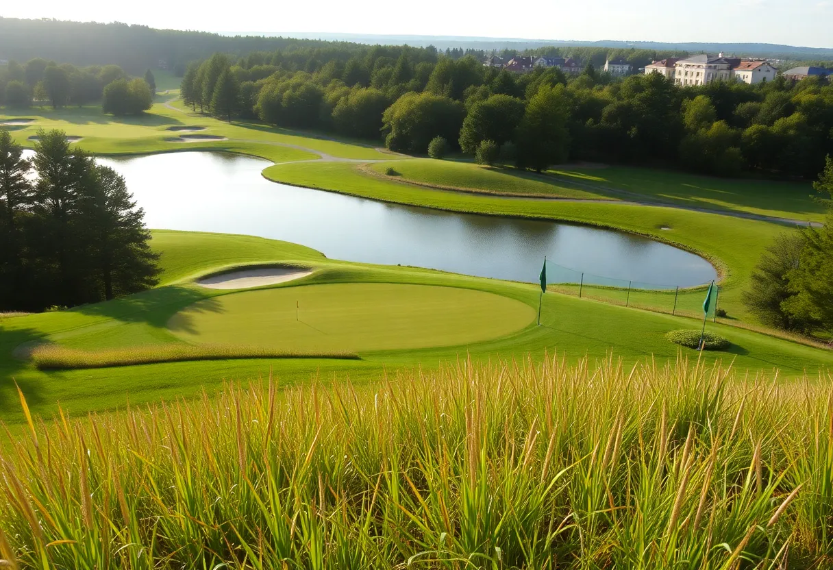 Close-up view of a beautiful golf course showcasing vibrant greenery.