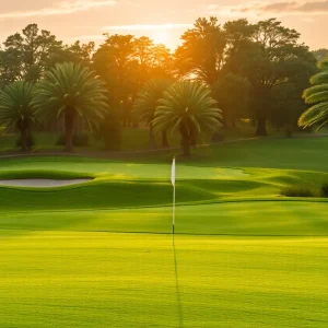 Beautiful golf course with manicured greens and fairways