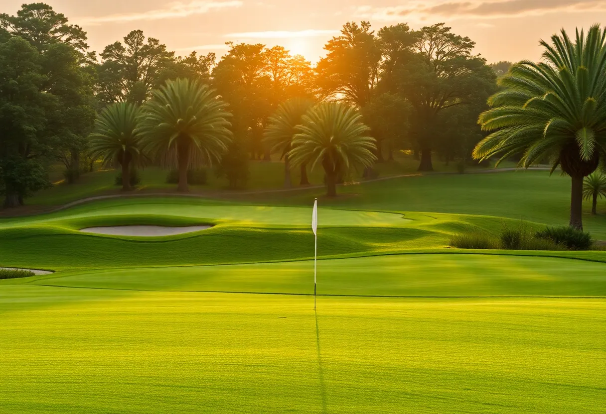 Beautiful golf course with manicured greens and fairways