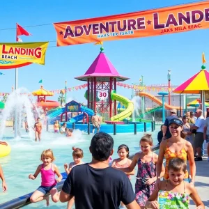 Families having fun at Adventure Landing during the 30th anniversary celebration.