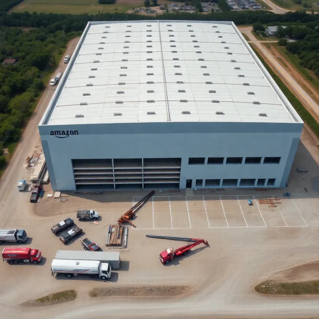 Construction site of new Amazon warehouse in Jacksonville