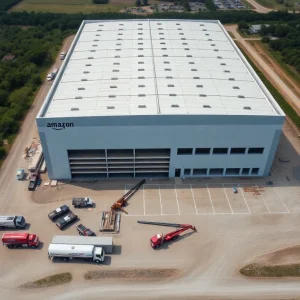 Construction site of new Amazon warehouse in Jacksonville