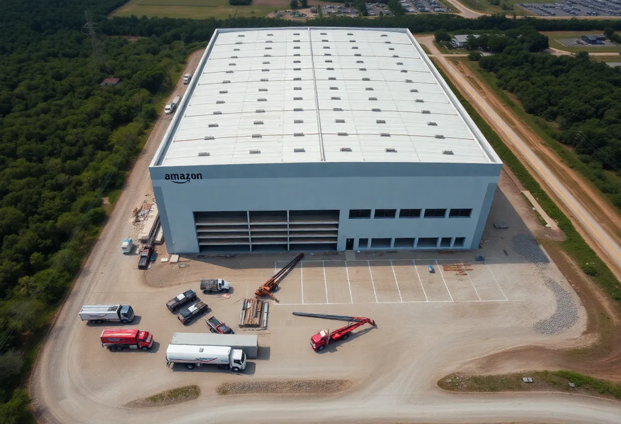 Construction site of new Amazon warehouse in Jacksonville