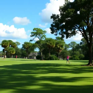 Arkansas State women's golf team participating in a golf tournament in Jacksonville.
