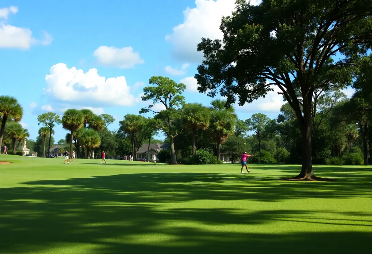 Arkansas State women's golf team participating in a golf tournament in Jacksonville.