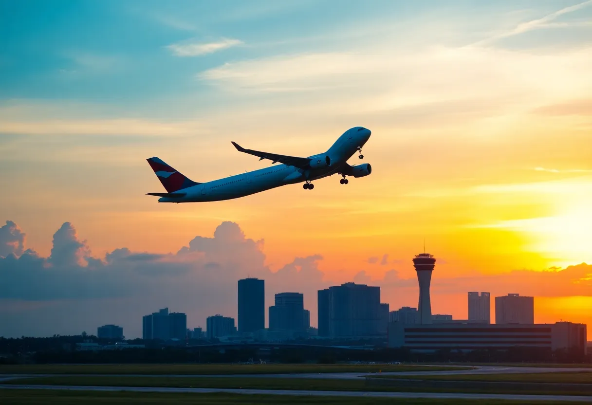 Avelo Airlines airplane taking off from Jacksonville International Airport
