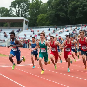 Athletes competing at the Bob Hayes Invitational Track Meet