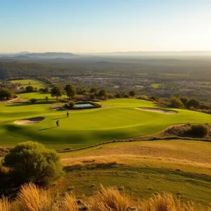 Scenic view of Camiral Golf Course at sunset