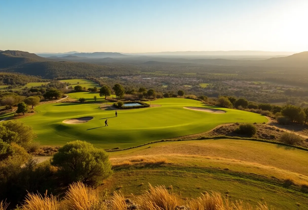 Scenic view of Camiral Golf Course at sunset