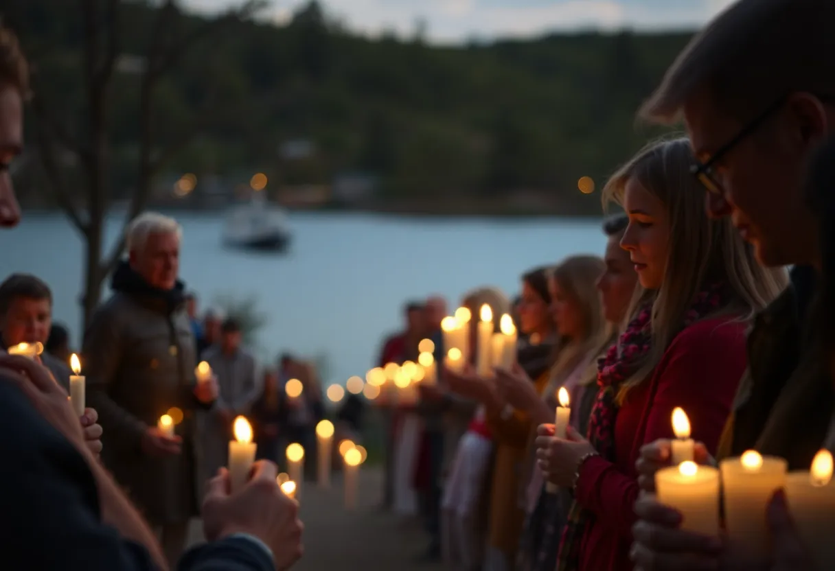 Community members gather for a candlelight vigil in honor of Jamel Taylor.