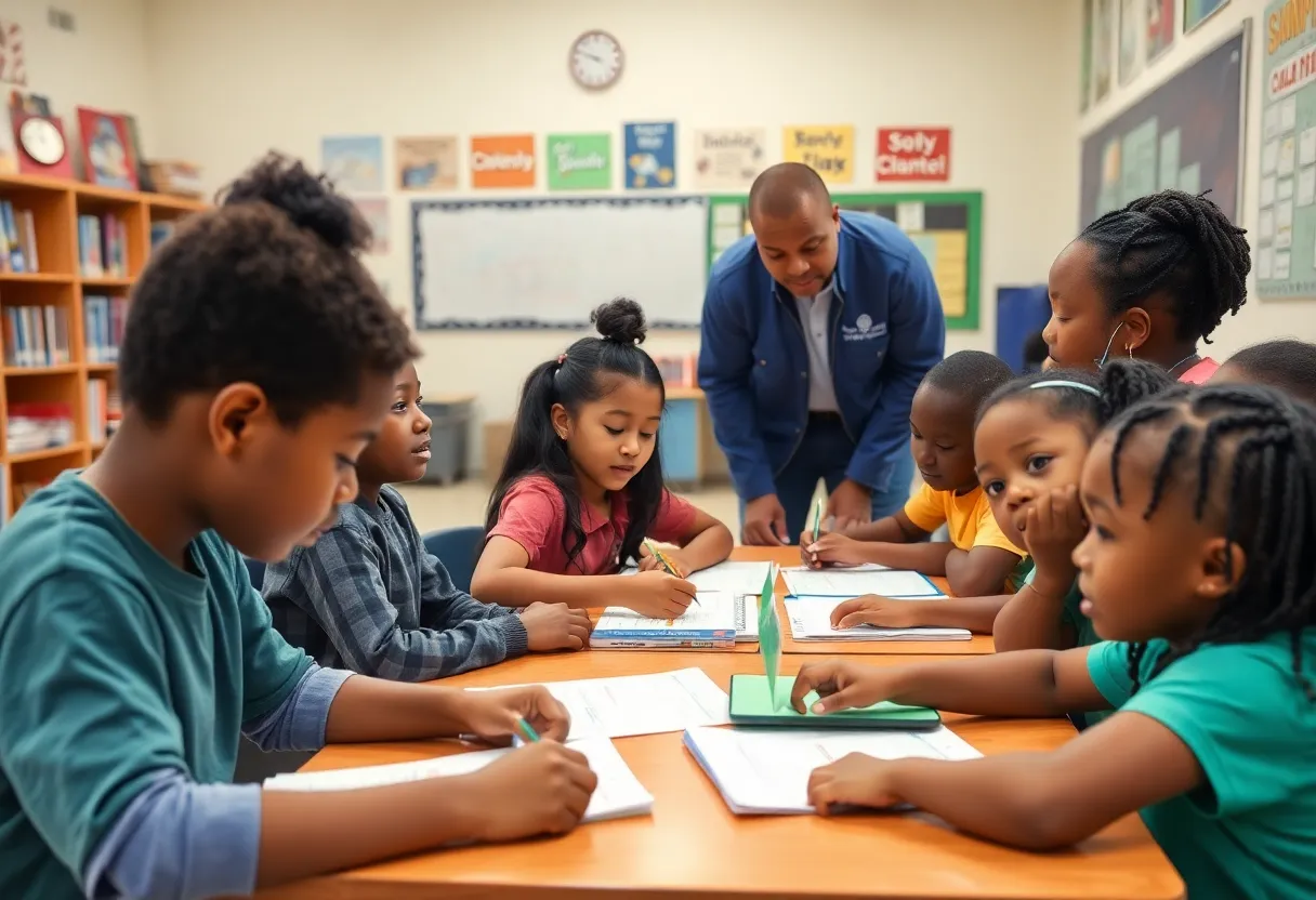 Students and mentors in a supportive educational environment