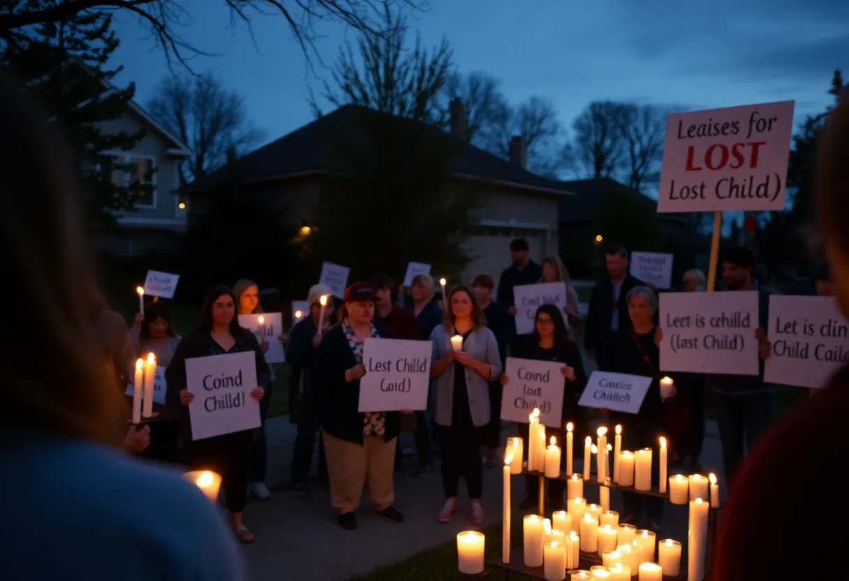 Community members gather for a vigil in memory of a toddler.