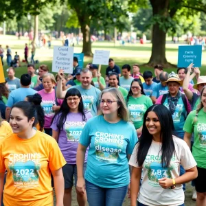 Participants gathering for the Crohn's & Colitis Take Steps Walk in Jacksonville