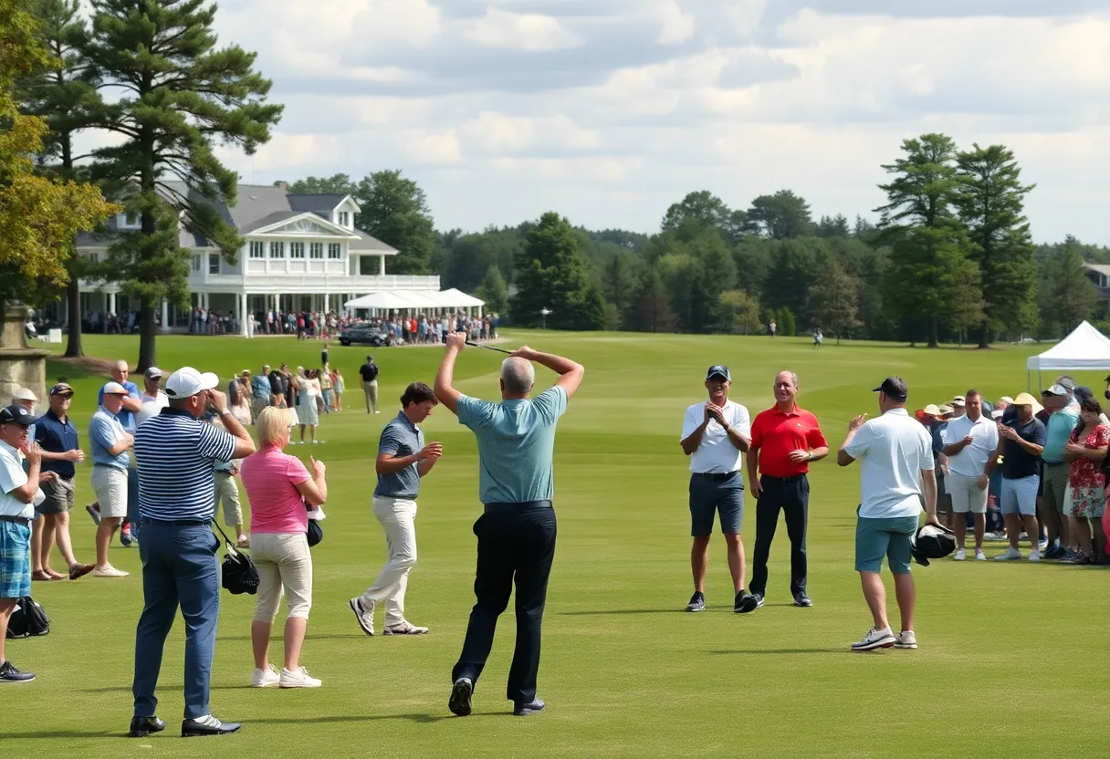 Golfers participating in the Defender's Cup Golf Tournament at Marsh Landing Country Club.