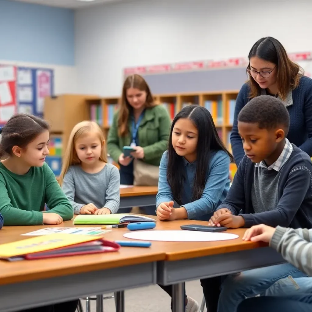 Classroom scene focused on diabetes safety training for students