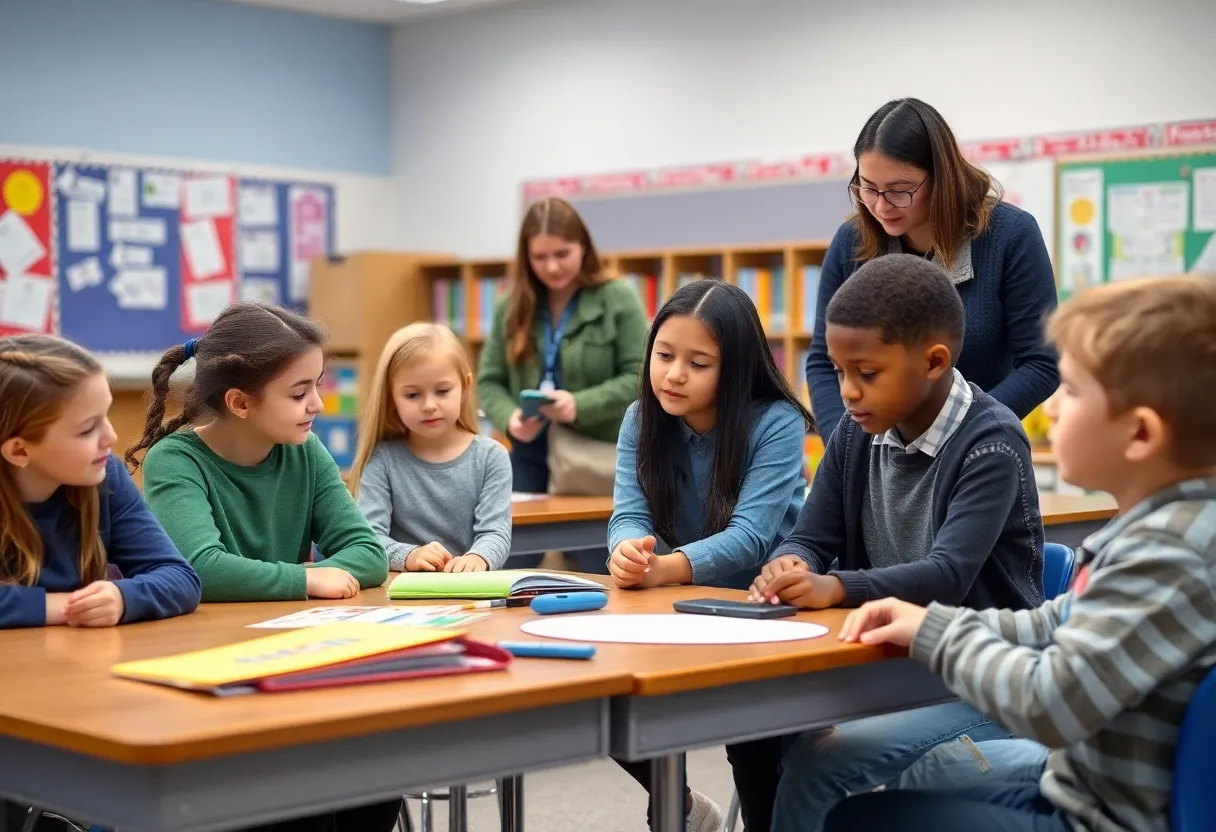 Classroom scene focused on diabetes safety training for students