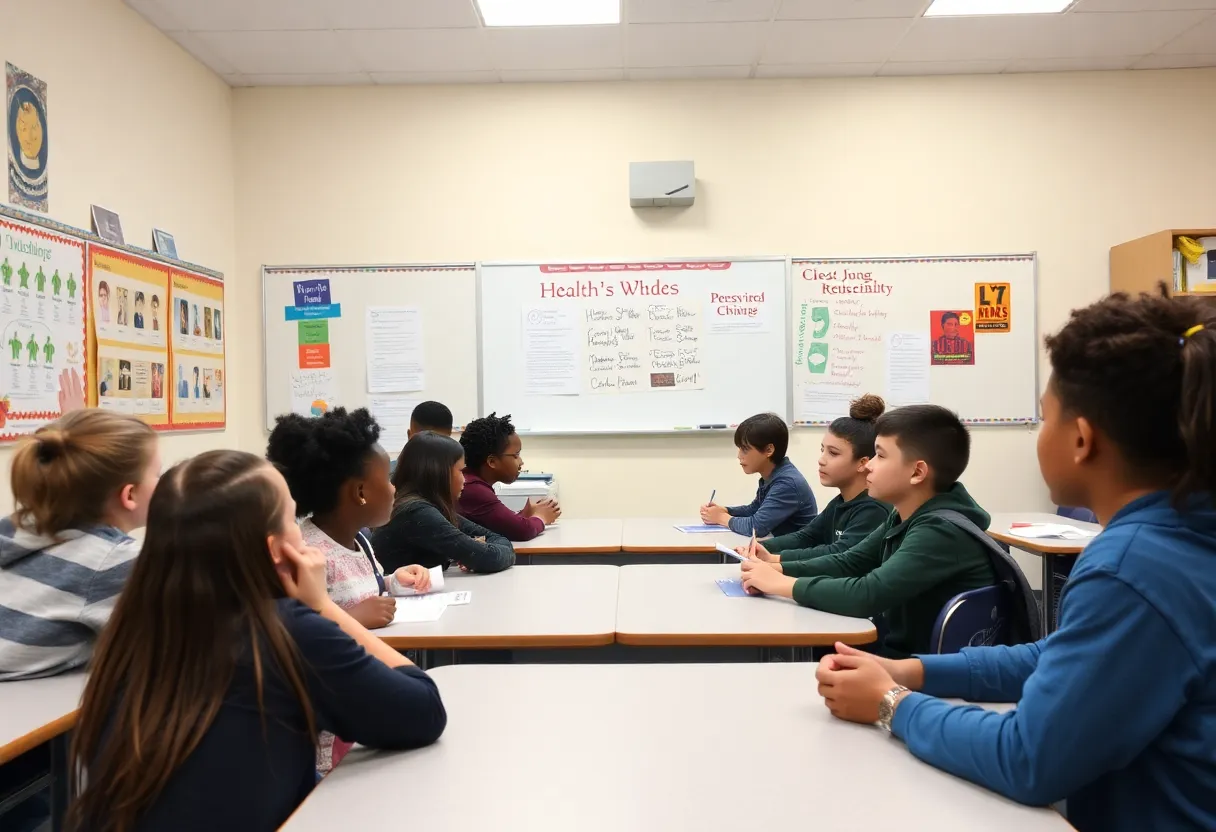 Students learning in a health education class in Duval County.