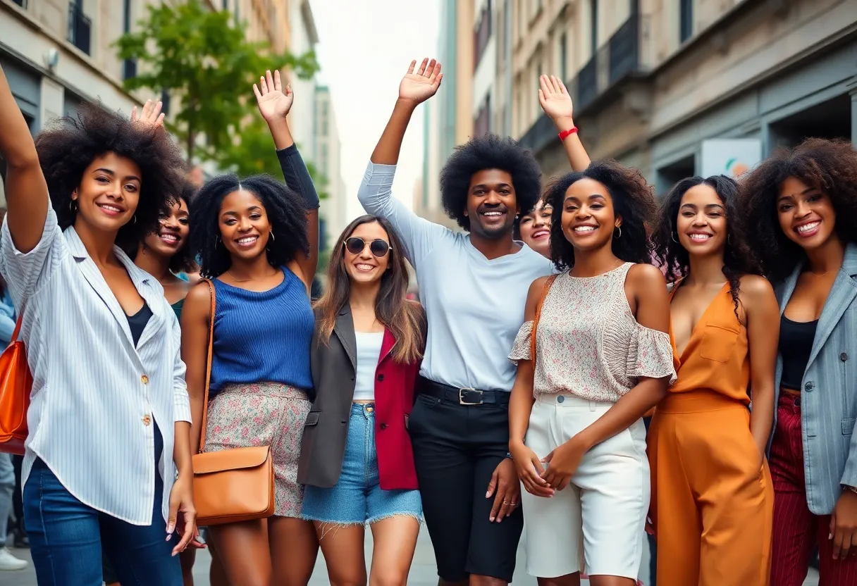 Diverse models celebrating their victory at Torrid Model Casting Call