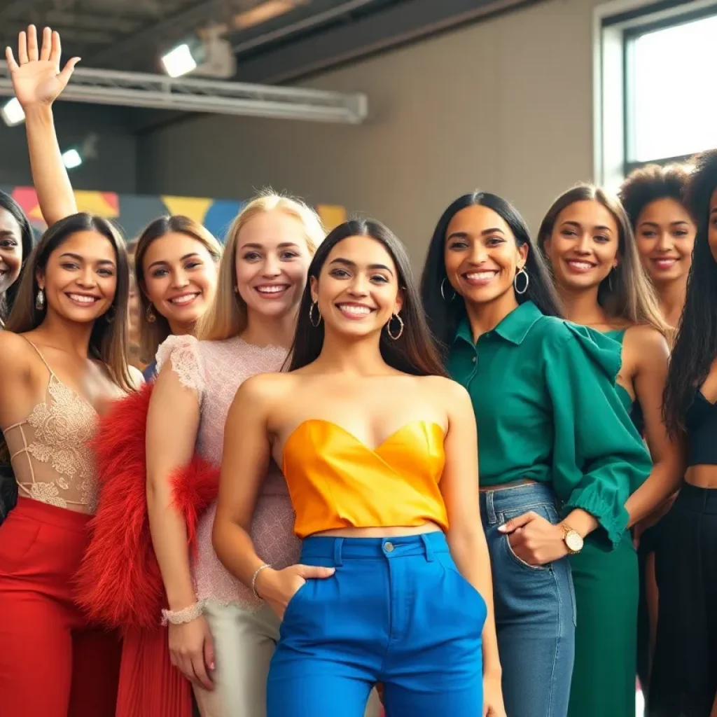 Diverse models celebrating a fashion casting win