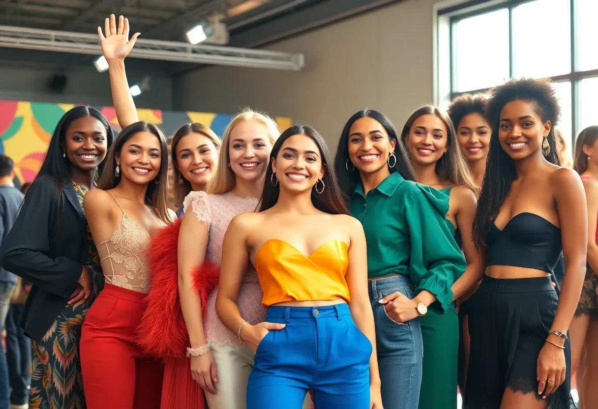 Diverse models celebrating a fashion casting win