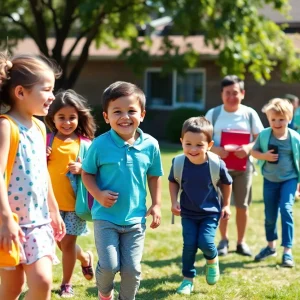 Families enjoying a day off together outdoors