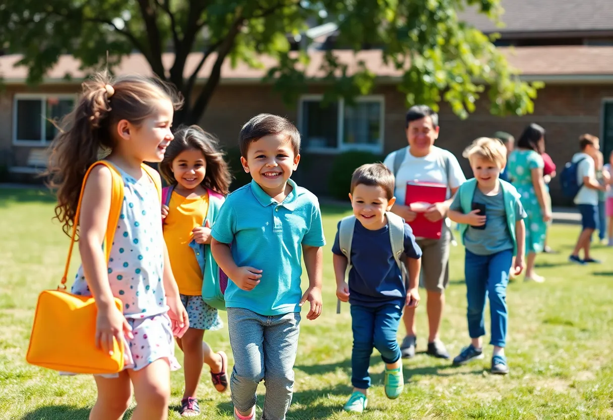 Families enjoying a day off together outdoors