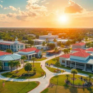 A picturesque view of Florida representing education and economic development.