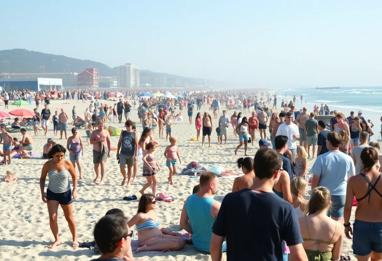 Crowded Fort Myers Beach during spring break celebrations