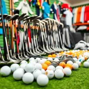 Golfer examining golf club prices