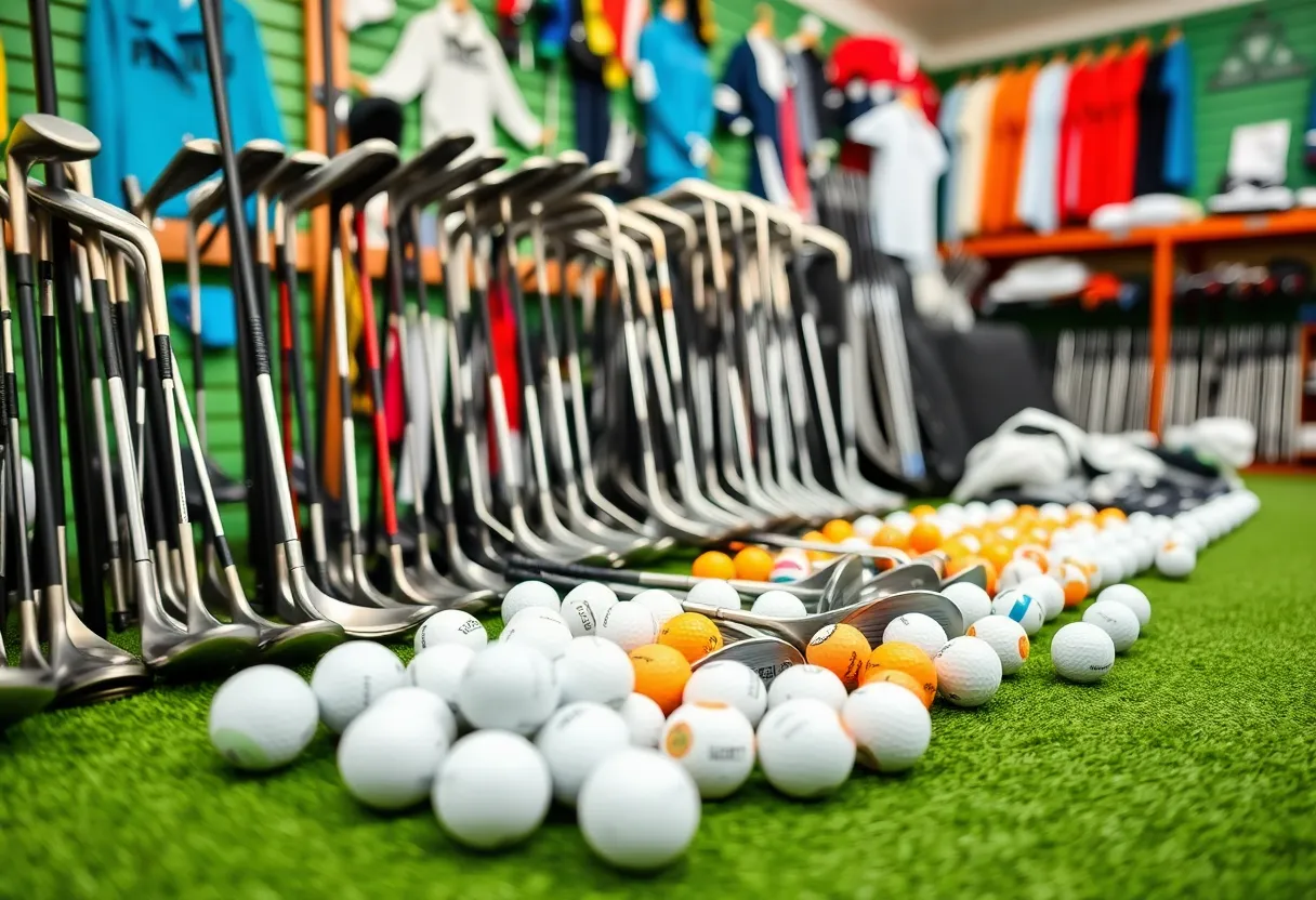 Golfer examining golf club prices