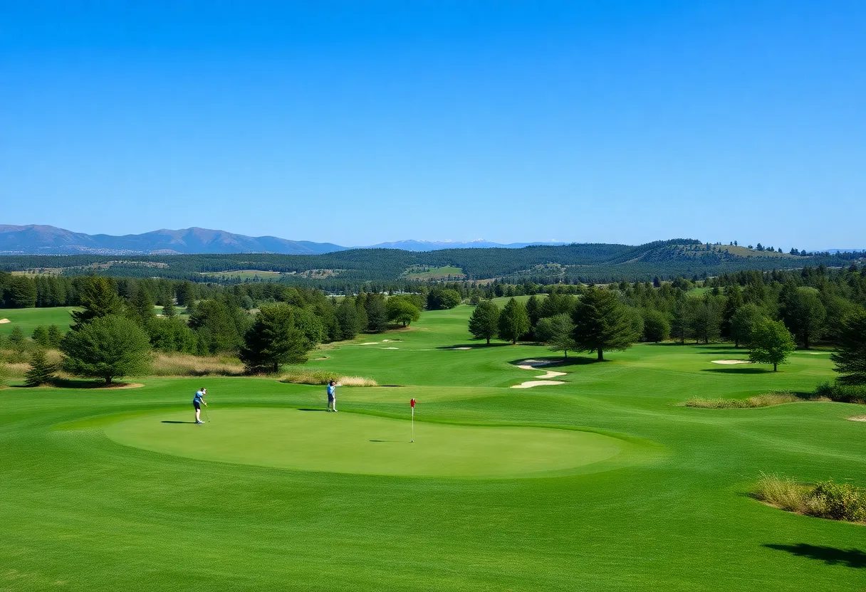 Golf players enjoying a sunny day on a beautiful golf course