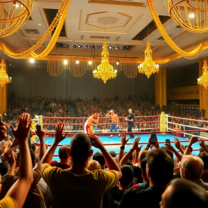 Boxing match at Hoiana Resort with the crowd and luxurious setting