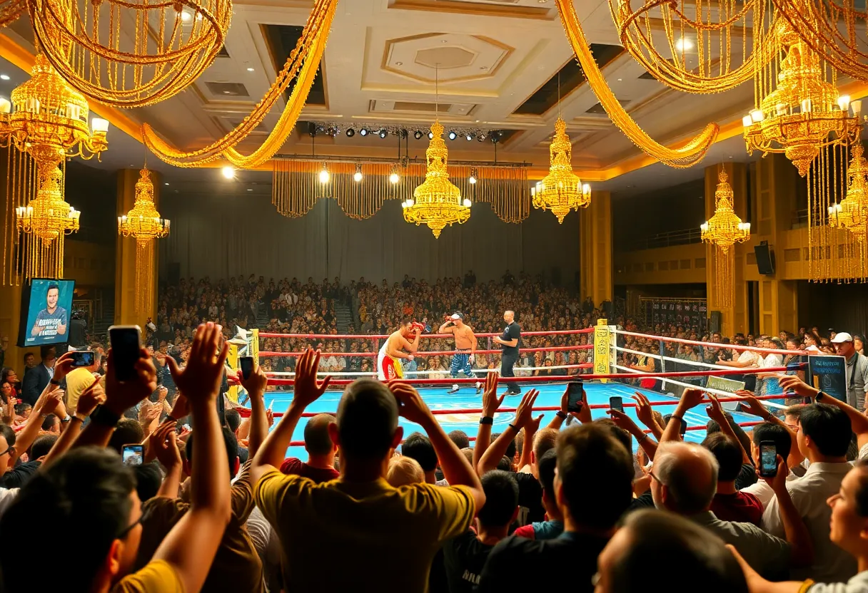 Boxing match at Hoiana Resort with the crowd and luxurious setting