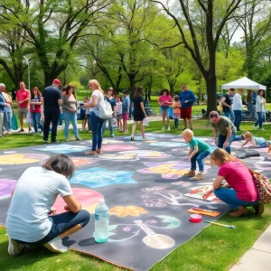 Vibrant chalk art competition in Jacksonville's park